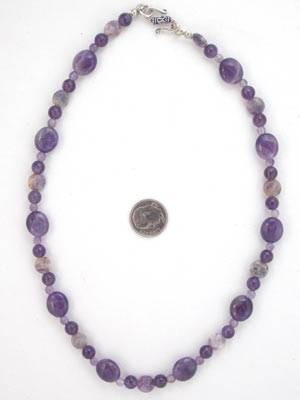 amethyst and lepidolite gemstone necklace