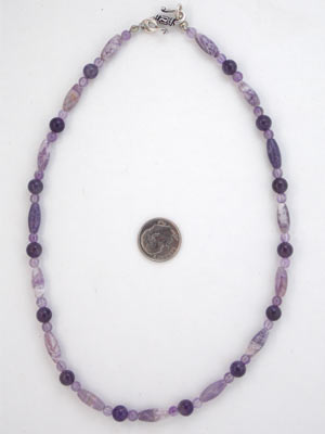 amethyst and lepidalite necklace