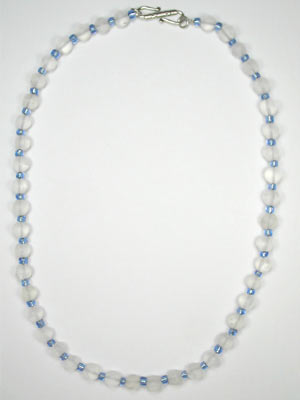 frosted quartz and blue glass necklace