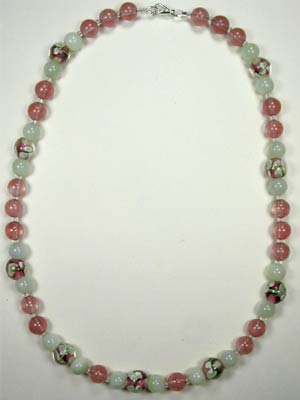 handmade gemstone and lampwork glass necklace