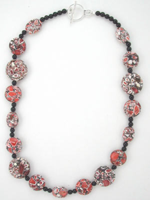 red jasper beaded necklace