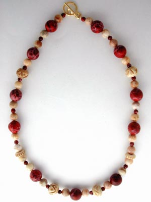 red jasper beaded necklace