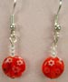 red millefiori coin earrings