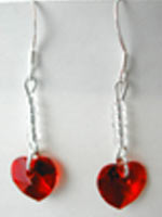 Swarovski red heart earrings