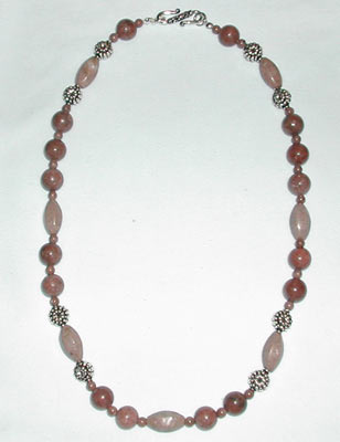 Rhodonie and Silver Necklace