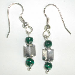 Malachite and Silver Earrings