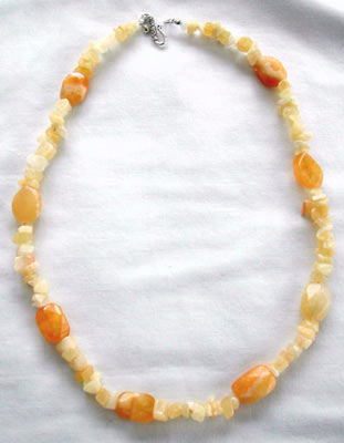 Yellow Calcite and Gold Jade Necklace