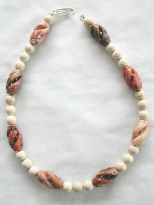 Carved Barrel Pink Necklace