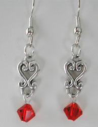 Swarovski Silver and Red Crystal Earrings