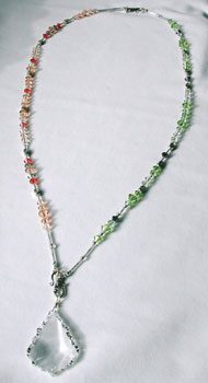 Connect Peridot and Peach. Dangle Pendant