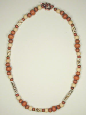 Brown and beige wood and horn necklace