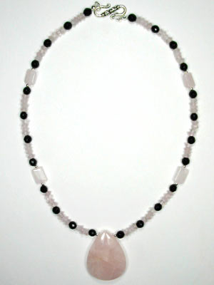 black onyx and rose quartz necklace