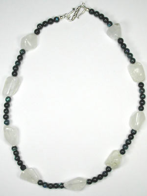 large moonstone and spectrolite necklace