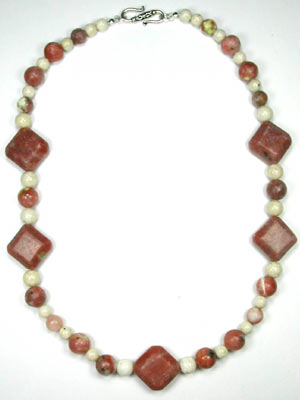 Pink lepidolite squares necklace