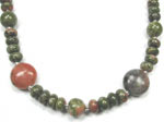 unakite and spice jasper gemstone necklace