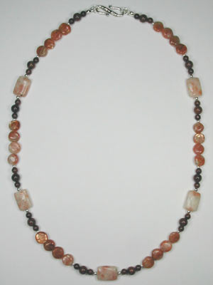 Mahogany obsidian and sunstone necklace
