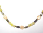 vessuvianite, yellow opal and peach moonstone necklace