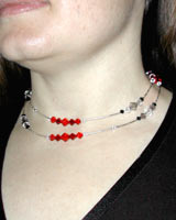 Red Swarovski and silver necklace