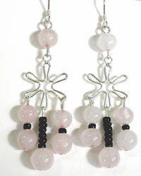 rose quartz chandelier earrings