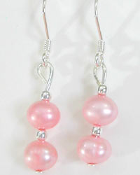 pink pearl drop earrings