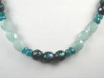 handmade teal pearl, aquamarine and apatite necklace