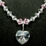 Swarovski pink and crystal necklace with heart