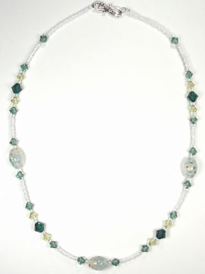 Swarovski emerald and yellow necklace
