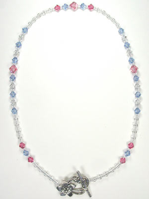 Swarovski rose and blue necklace