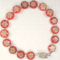 red with flower glass bracelet