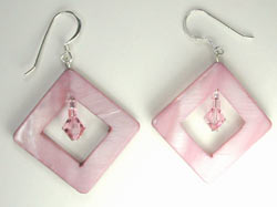 pink mother of pearl and Swarovski earrings