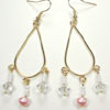 gold earrings with pink pearls and crystal
