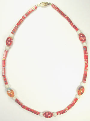 handcrafted red millefiori necklace