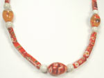 handmade red millefiori and fossil necklace