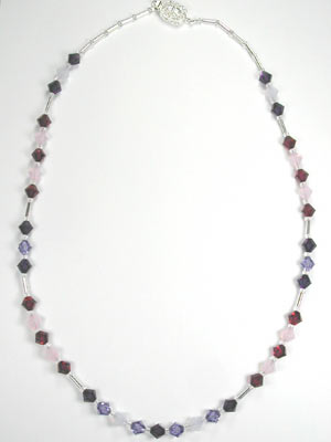 ruby and violet crystal necklace