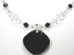 crystal and jet necklace with pendant