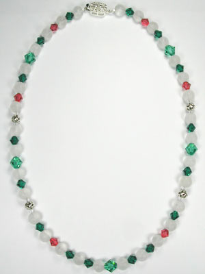 green crystal and quartz necklace