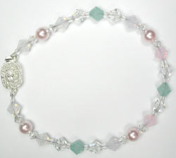 Swarovski pink pearl and opal bracelet