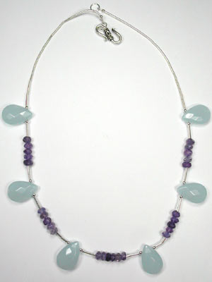 chalcedony and amethyst necklace
