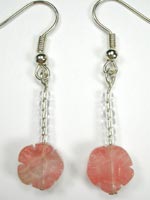 cherry quartz flower earrings
