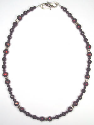 faceted red garnet and pearl necklace